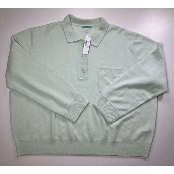 J Crew Cashmere Collared Sweater Oversized Womens‎ Size 2XL Heather Mint AQ382 - Picture 5 of 10